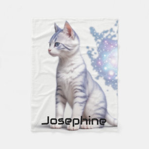 Cobertor De Velo Gato Azul Tinado Galáxia Infantil