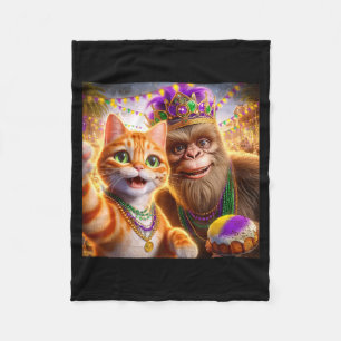 Cobertor De Velo Gato Bigfoot de selfie engraçado do Mardi Gras Cit