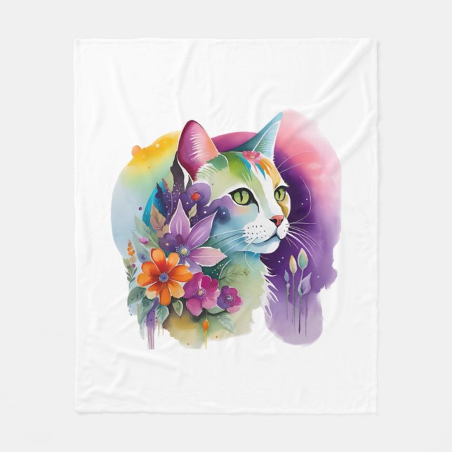 Cobertor De Velo Gato boêmico cósmico bonito (Frente)