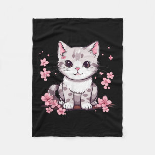 Cobertor De Velo Gato Bonito Com Blossomas De Cereja Eu Crianças Ga