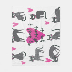 Cobertor De Velo Gato bonito: ilustração com cartazes de amor.