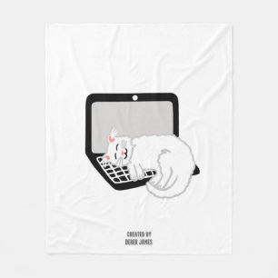 Cobertor De Velo Gato Branco Dormindo No Soquete Médio Do Laptop