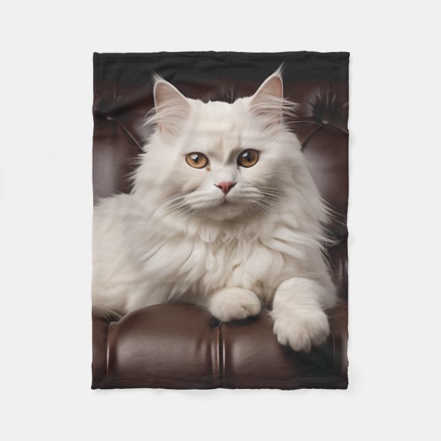 Cobertor De Velo Gato branco majestoso (Frente)