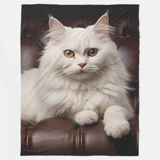 Cobertor De Velo Gato branco majestoso (Frente)