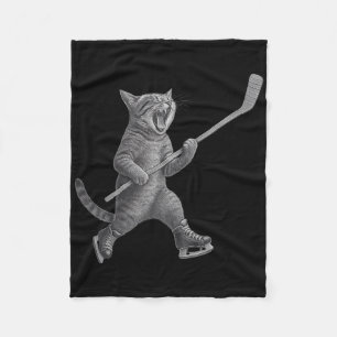 Cobertor De Velo Gato Brincando Taco de Hóquei no Gelo Gato Patinan