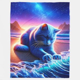 Cobertor De Velo "Gato Celestial pela Água"