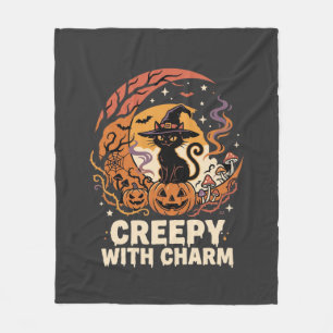 Cobertor De Velo Gato Charme Assustador de Halloween