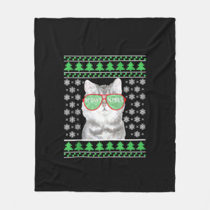 Cobertor De Velo Gato com óculos de sol Suéter de Natal Feliz
