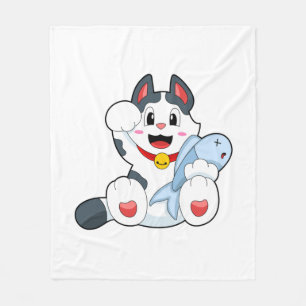 Cobertor De Velo Gato com Peixe