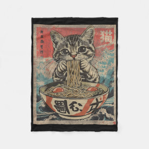 Cobertor De Velo Gato Comendo Ramen Noodles Kawaii Anime Manga Japa