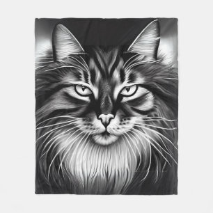 Cobertor De Velo Gato da Floresta Norueguesa em Preto e Branco