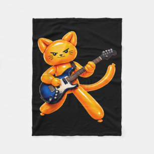 Cobertor De Velo Gato de Balão Engraçado Tocando Guitarra Rock Star
