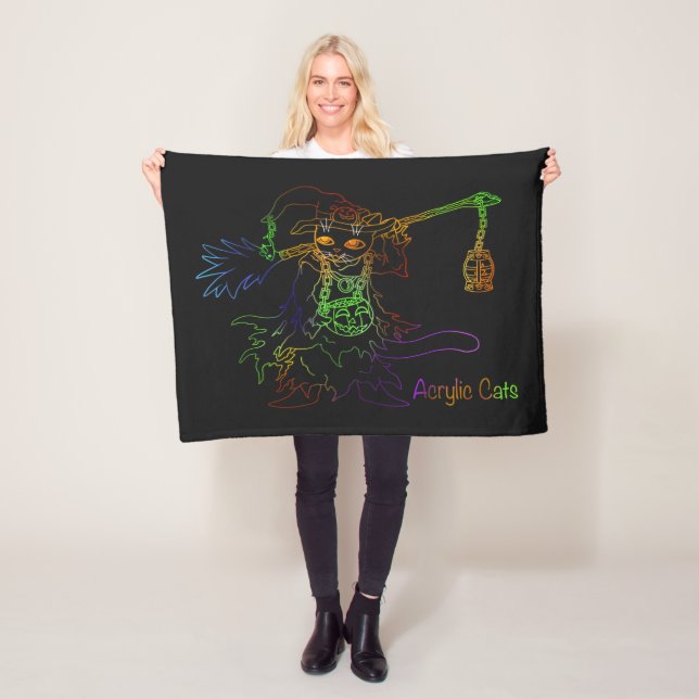 Cobertor De Velo Gato de Bruxa Negra do Halloween (In Situ)