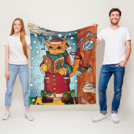 Cobertor De Velo Gato de Cantor Carol de Natal encantador e encanta