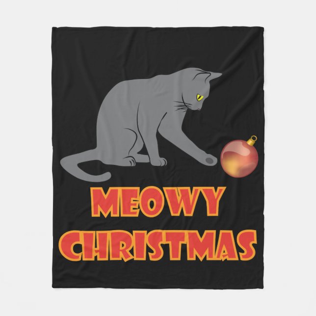 Cobertor De Velo Gato de Cinza Engraçado de Natal (Frente)