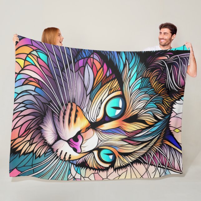 Cobertor De Velo Gato De Estilo De Vidro Obtido Por Aquarela (In Situ)