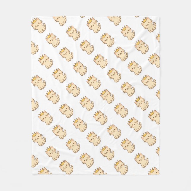 Cobertor De Velo Gato de Fofinho majestoso com uma Coroa (Frente)