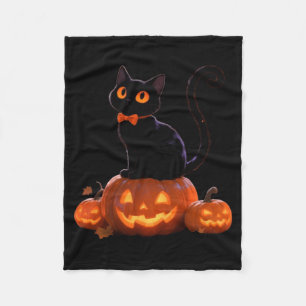 Cobertor De Velo Gato de Halloween Abóbora Gato Preto Performance