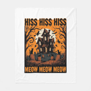 Cobertor De Velo Gato de Halloween Mia Assustador Casa de Bruxa Vin