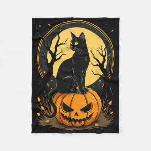 Cobertor De Velo Gato de Halloween Mulheres Engraçadas Queda Abóbor