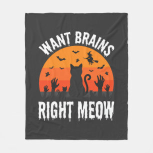 Cobertor De Velo Gato de Halloween Quer Cérebros Agora Design