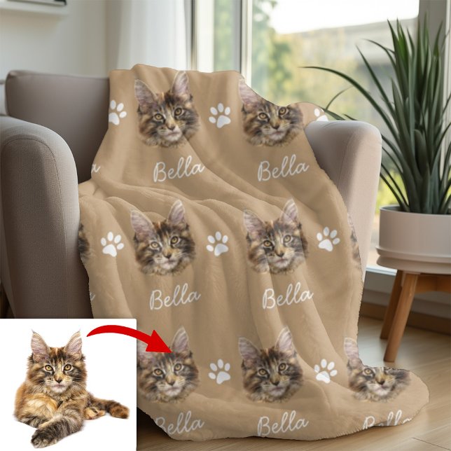 Cobertor De Velo Gato de Maine Coon, camelo de Pet Personalizado (Criador carregado)