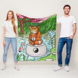 Cobertor De Velo Gato de Meditação de Tabby Budista