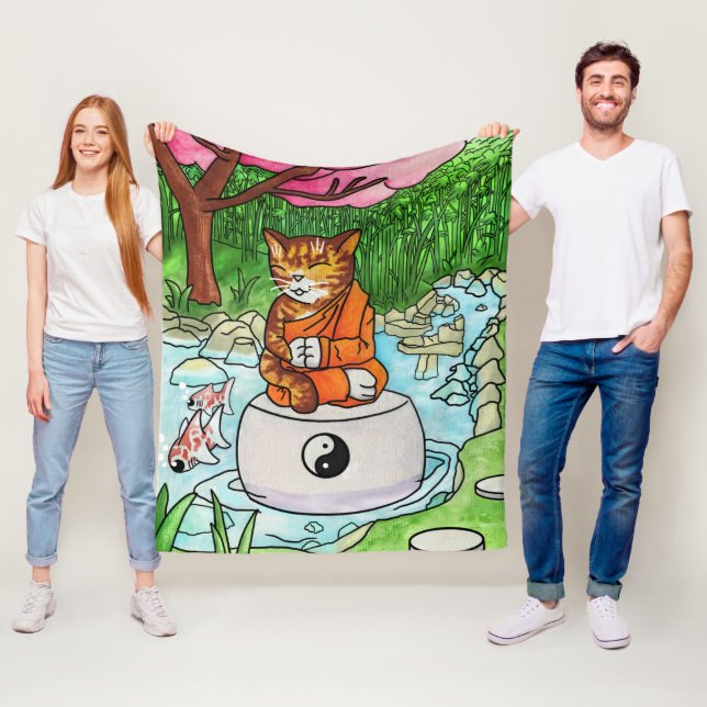 Cobertor De Velo Gato de Meditação de Tabby Budista (In Situ)