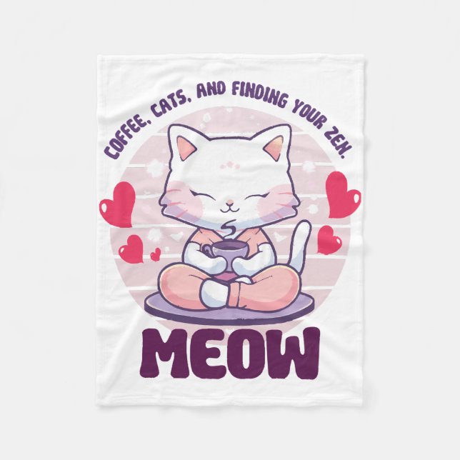 Cobertor De Velo Gato de meditação - Gato Kawaii (Frente)