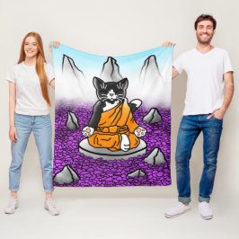 Cobertor De Velo Gato de Meditação Tuxedo Budista