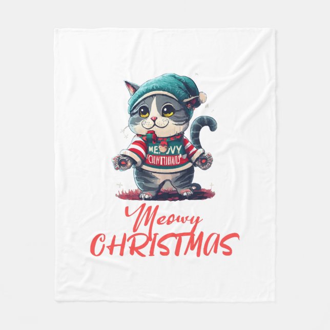 Cobertor De Velo Gato de Natal  (Frente)