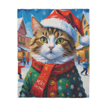 Gato de Natal festivo em Santa Hat
