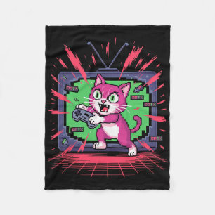 Cobertor De Velo Gato de Raiva de Pixel Jogador Retro Glitch em Est