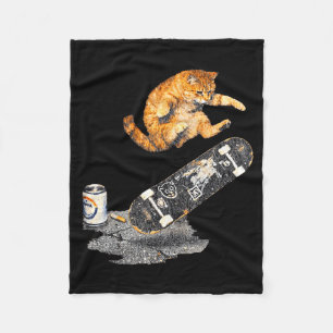 Cobertor De Velo Gato de skate meme de rua kitten engraçado grunge