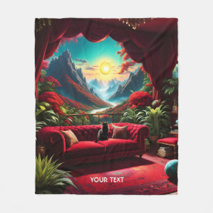 Cobertor De Velo Gato de sofá vermelho, bonito e vívido