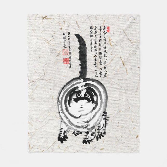 Cobertor De Velo Gato De Tabby Japonês Com Brisas Chonky (Frente)