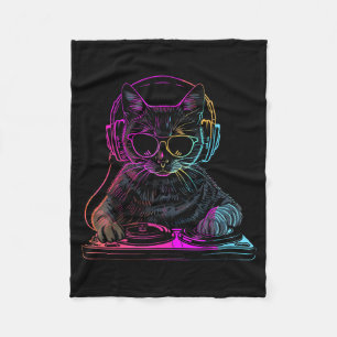 Cobertor De Velo Gato Dj Edm Techno House Música Gato Engraçado Ama