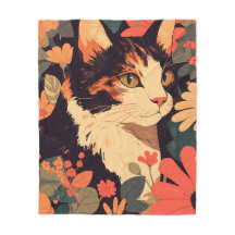 Gato do Calico Elegante no Jardim Floral