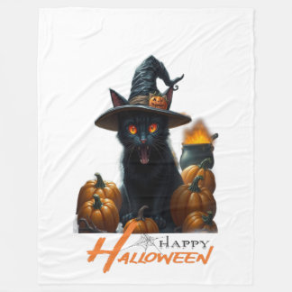 Cobertor De Velo Gato do Halloween