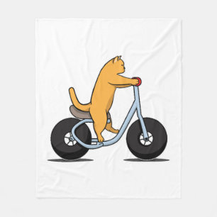 Cobertor De Velo Gato em uma bicicleta Engraçado, Lover Gato e Bici