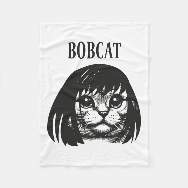 Cobertor De Velo Gato Engraçado Bob Hairstyle Bobcat Gats Humorous  (Frente)