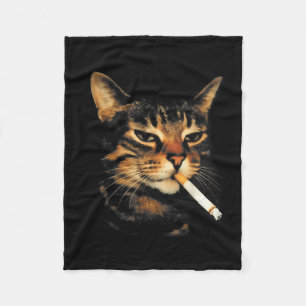Cobertor De Velo Gato Engraçado Fumando Cigarro Meme de Gatinho Idi
