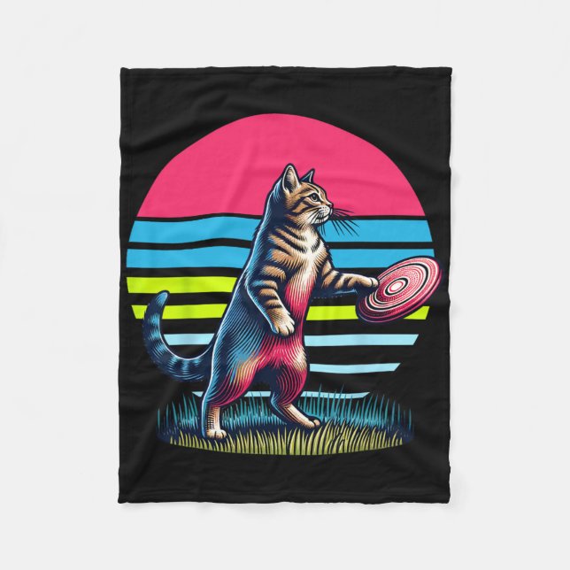 Cobertor De Velo Gato Engraçado Jogando Golfe de Disco. Golfe de Di (Frente)