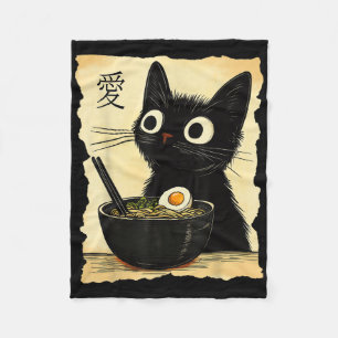 Cobertor De Velo Gato Engraçado Ramen Graphic Tee Japonês Anime Kaw