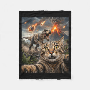 Cobertor De Velo Gato Engraçado Selfie T-Rex Dinossauro