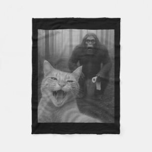 Cobertor De Velo Gato Engraçado Surpreende Selfie Feliz Com Sasq Pé