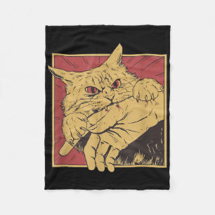 Cobertor De Velo Gato Engraçado Tee Japonês Anime Bite De Gato
