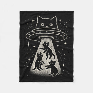 Cobertor De Velo Gato Engraçado Ufo Bastante Espacial do Gatinho Es