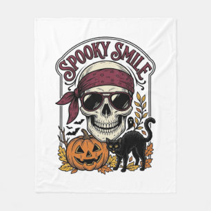 Cobertor De Velo Gato Esqueleto de Halloween Gráfico de Abóbora Vin