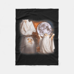 Cobertor De Velo Gato Fantasma Uivando para a Lua Halloween Estranh